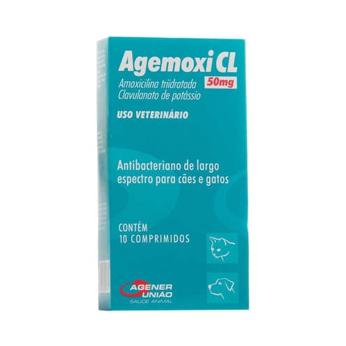 Antibiótico Agemoxi CL 50mg com 10 comprimidos