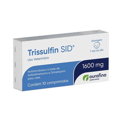 Antimicrobiano Trissulfin Sid 1600mg com 10 comprimidos - caixa