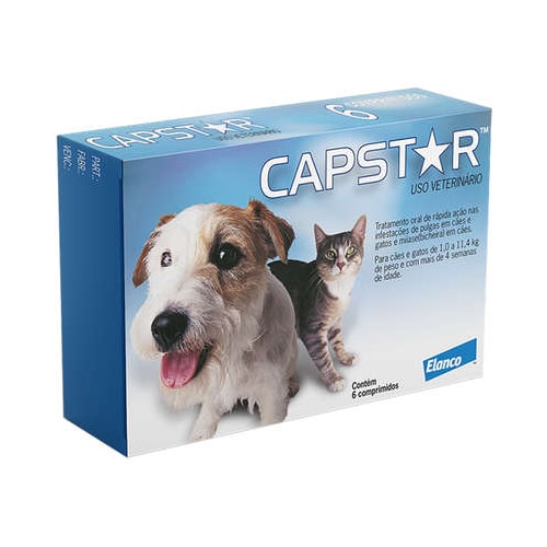 Antiparasitário Capstar Azul 11,4mg - ate 11,4kg com 6 comprimidos