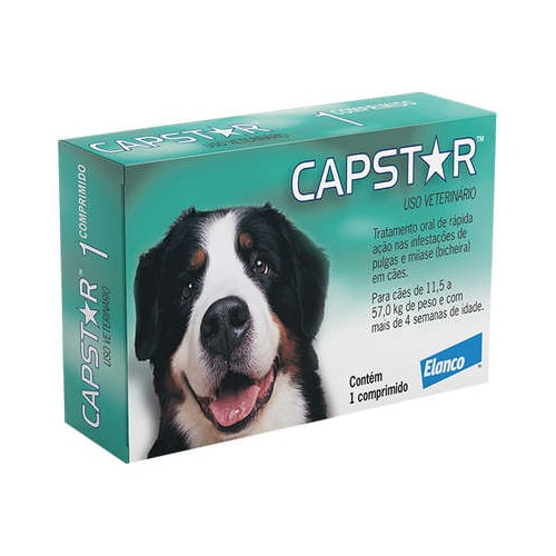 Antiparasitário Capstar Verde 57mg - de 11,4kg ate 57kg com 1 comprimido