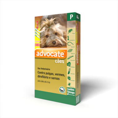 Antipulgas Advocate Cães ate 4kg - 0,4ml - 3 bisnagas