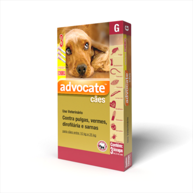 Antipulgas Advocate Cães de 10kg a 25kg - 2,5ml - 3 bisnagas