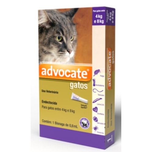 Antipulgas Advocate Gatos de 4kg ate 8kg - 0,8ml