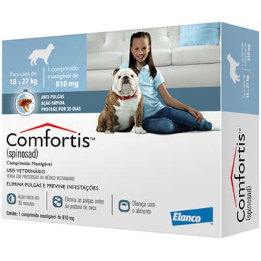 Antipulgas Comfortis Cães de 18kg a 27kg - 810mg - 1 comprimido