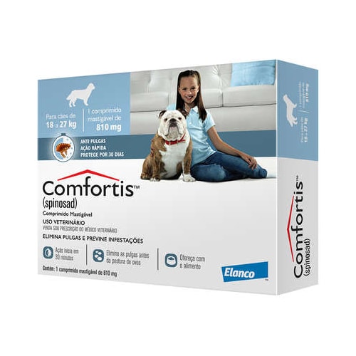 Antipulgas Comfortis Cães de 18kg a 27kg - 810mg - 1 comprimido