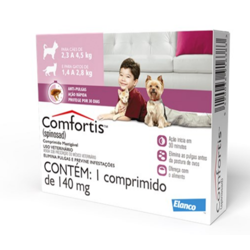 Antipulgas Comfortis Cães de 2,3kg até 4,5kg - 140mg - 1 comprimido