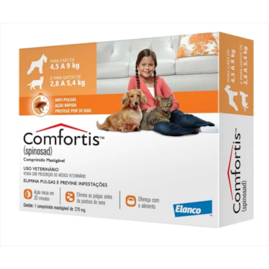 Antipulgas Comfortis Cães de 4,5kg até 9kg - 270mg - 1 comprimido