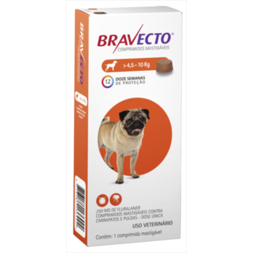 Antipulgas e Carrapatos Bravecto 250mg - 4,5kg a 10kg