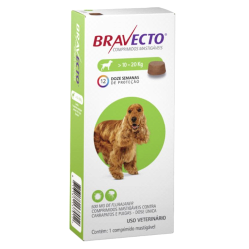 Antipulgas e Carrapatos Bravecto 500mg - 10kg a 20kg