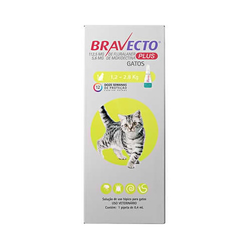 Antipulgas e Carrapatos Bravecto Plus Gatos 112,5mg - ate 2,5kg