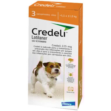 Antipulgas e Carrapatos Credeli Cães 225mg - de 5,5kg ate 11kg - combo