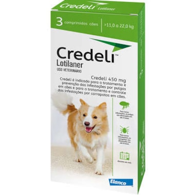 Antipulgas e Carrapatos Credeli Cães 450mg - de 11kg ate 22kg - combo