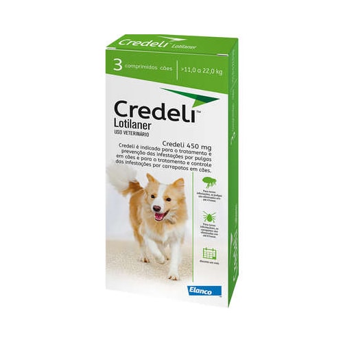 Antipulgas e Carrapatos Credeli Cães 450mg - de 11kg ate 22kg - combo