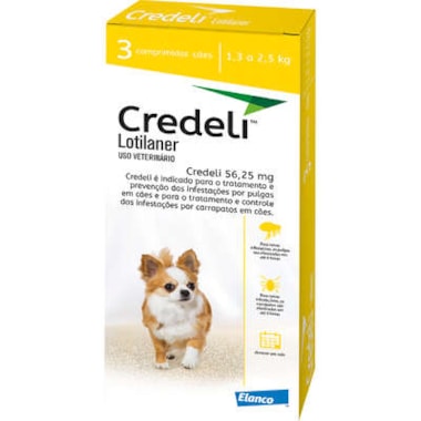 Antipulgas e Carrapatos Credeli Cães 56,5mg - de 1,3kg ate 2,5kg - combo