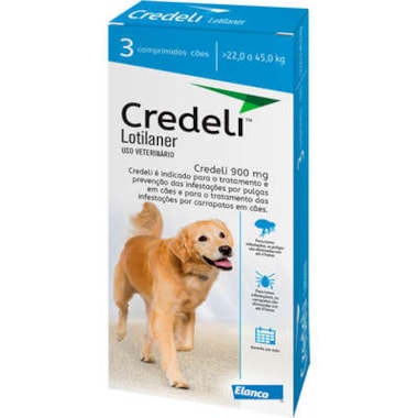 Antipulgas e Carrapatos Credeli Cães 900mg - de 22kg ate 45kg - combo