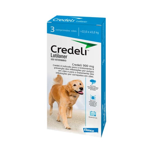 Antipulgas e Carrapatos Credeli Cães 900mg - de 22kg ate 45kg - combo