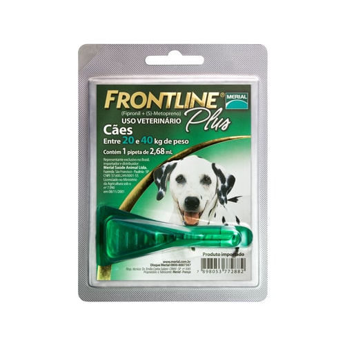 Antipulgas e Carrapatos Frontline Plus Cães Raças Grandes - de 20kg ate 40kg