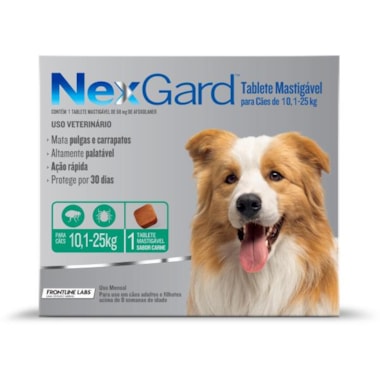 Antipulgas e Carrapatos Nexgard Cães Raças Grandes 3g - 10,1kg ate 25kg