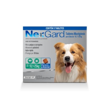 Antipulgas e Carrapatos Nexgard Cães Raças Grandes 3g - 10,1kg ate 25kg - combo