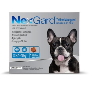 Antipulgas e Carrapatos Nexgard Cães Raças Medias 1,25g - 4,1kg ate 10kg