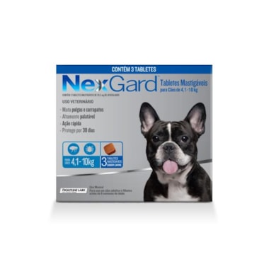 Antipulgas e Carrapatos Nexgard Cães Raças Medias 1,25g - 4,1kg ate 10kg - combo