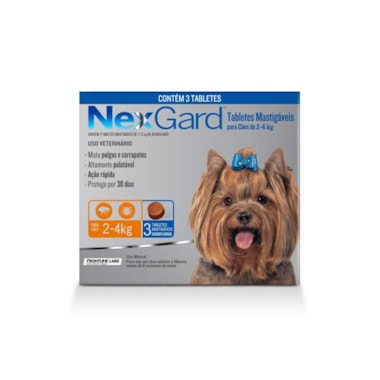 Antipulgas e Carrapatos Nexgard Cães Raças Pequenas 0,5g - 2kg ate 4kg - combo