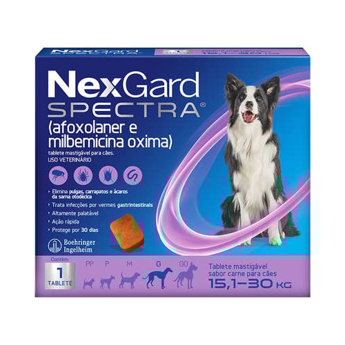 Antipulgas e Carrapatos Nexgard Spectra Cães Raças Grandes - 15,1kg ate 30kg