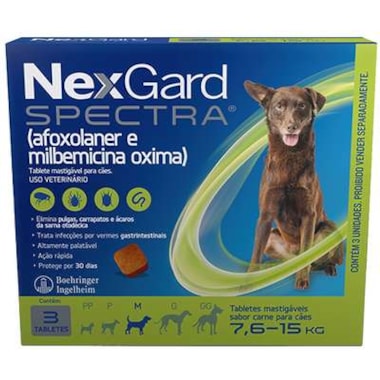 Antipulgas e Carrapatos Nexgard Spectra Cães Raças Medias - 7,6kg ate 15kg