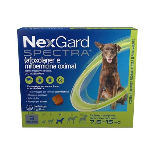 Antipulgas e Carrapatos Nexgard Spectra Cães Raças Medias - 7,6kg ate 15kg