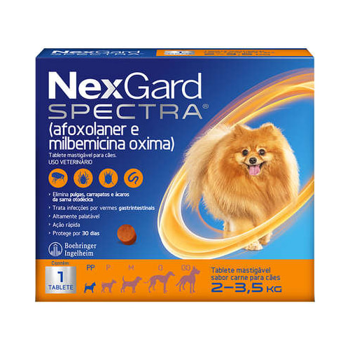 Antipulgas e Carrapatos Nexgard Spectra Cães Raças Minis - de 2kg ate 3,5kg