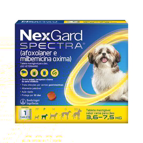 Antipulgas e Carrapatos Nexgard Spectra Cães Raças Pequenas - 3,6kg ate 7,5kg