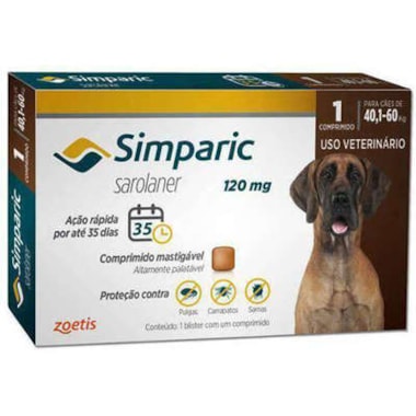 Antipulgas e Carrapatos Simparic 120mg - 40,1kg a 60kg
