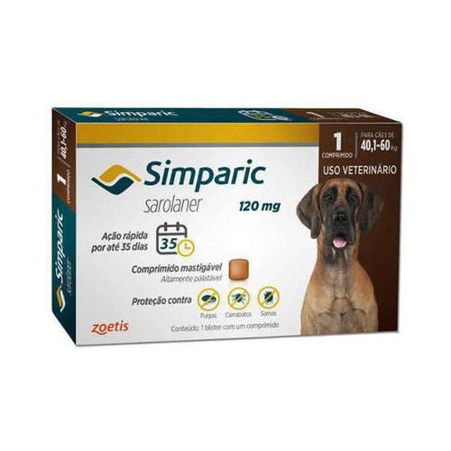 Antipulgas e Carrapatos Simparic 120mg - 40,1kg a 60kg
