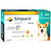 Antipulgas e Carrapatos Simparic 40mg - 10,1kg a 20kg