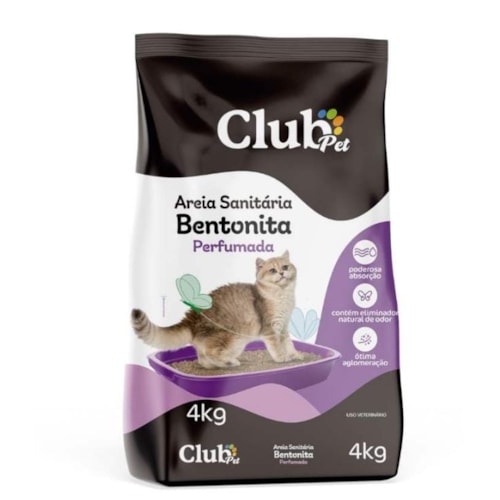 Areia Higiênica Club Pet Bentonita Perfumada 4kg