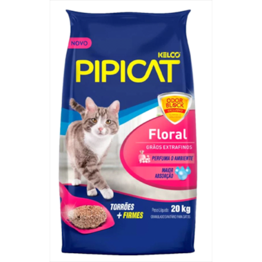 Areia Higiênica Pipicat Floral Perfumado 20kg
