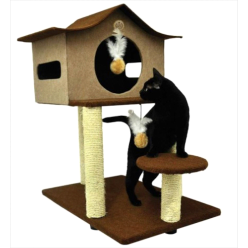 Arranhador São Pet Casa de Cuco Marrom e Bege