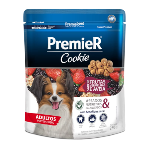 Biscoito Cookie Premier Frutas Vermelhas Cães Adultos Raças Pequenas 250g