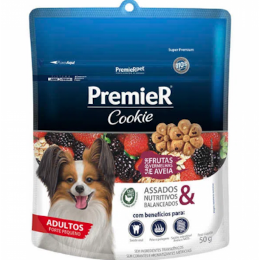 Biscoito Cookie Premier Frutas Vermelhas Cães Adultos Raças Pequenas 50g