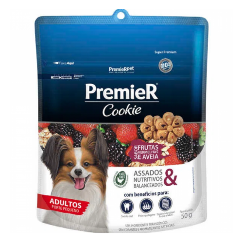 Biscoito Cookie Premier Frutas Vermelhas Cães Adultos Raças Pequenas 50g