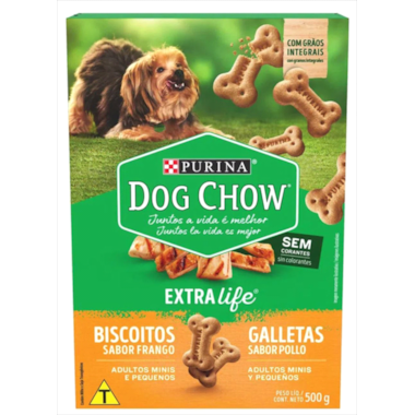 Biscoito Dog Chow Extralife Frango Integral Cães Mini 500g