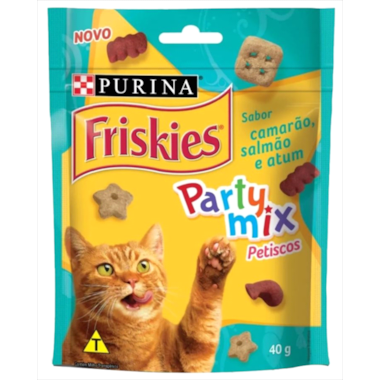 Biscoito Friskies Party Mix Camarão, Salmão e Atum Gatos 40g