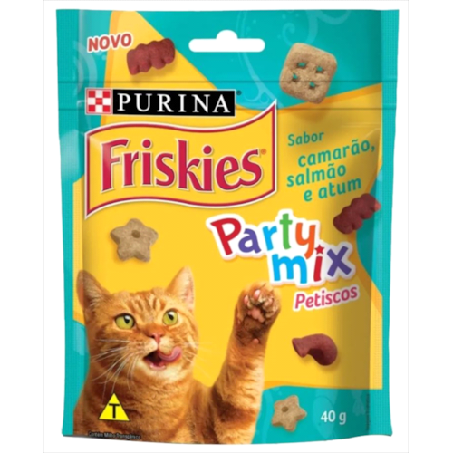 Biscoito Friskies Party Mix Camarão, Salmão e Atum Gatos 40g