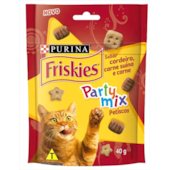 Biscoito Friskies Party Mix Cordeiro, Carne Suína e Carne Gatos 40g