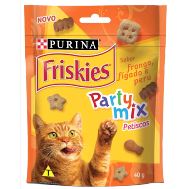 Biscoito Friskies Party Mix Frango, Fígado e Peru Gatos 40g