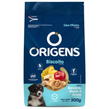 Biscoito Origens Banana, Maça e Aveia Cães Filhotes 300g