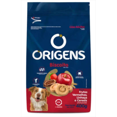 Biscoito Origens Frutas Vermelhas, Linhaça e Cereais Cães Adultos 400g