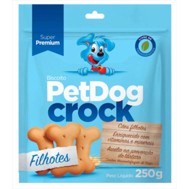 Biscoito Pet Dog Crock Leite Integral Cães Filhotes 250g