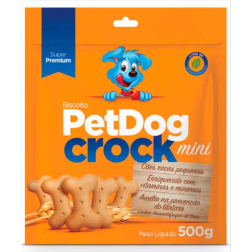 Biscoito Pet Dog Crock Mini Cães Raças Pequenas 500g