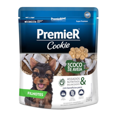 Biscoito Premier Cookie Coco e Aveia Cães Filhotes 250g